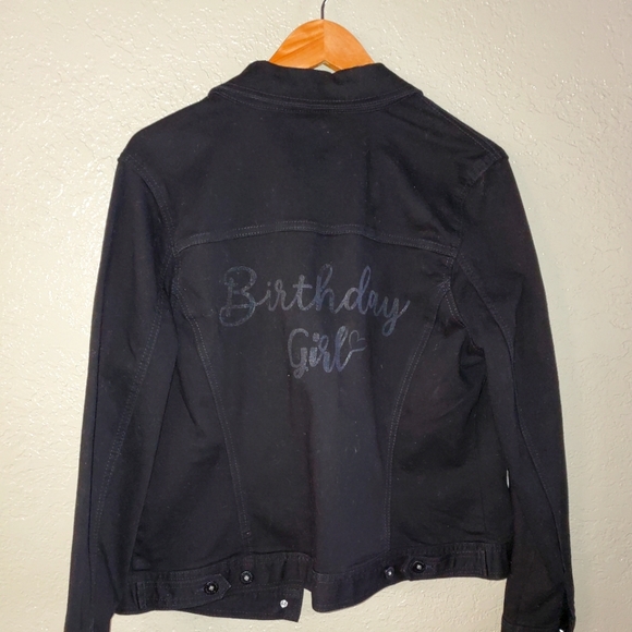 Style & Co Black Denim Birthday Girl Jacket Size L Large - Picture 4 of 12
